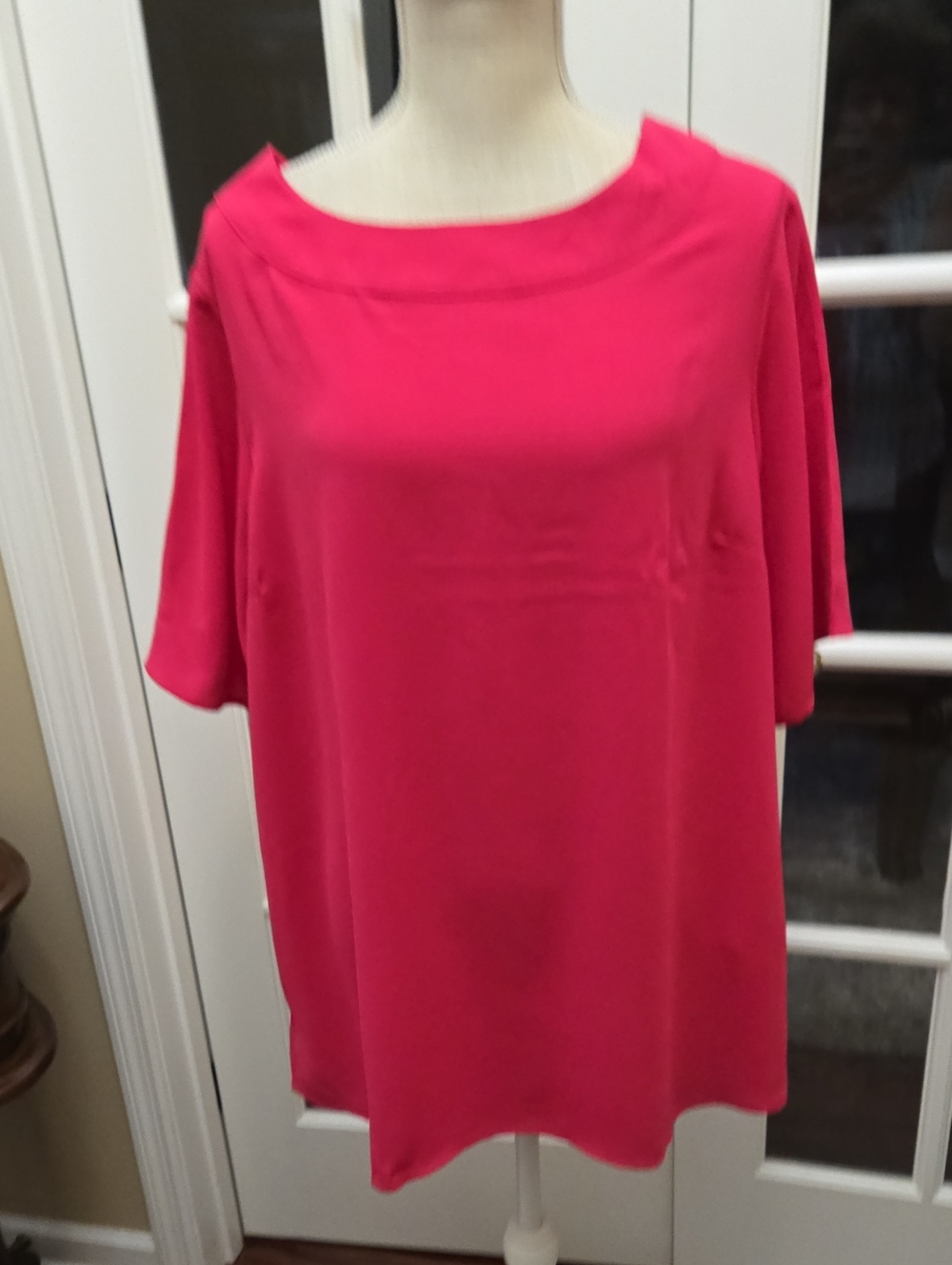 Devon & Jones Boatneck Tunic Crown Raspberry Short Sleeves Polyester XL NEW